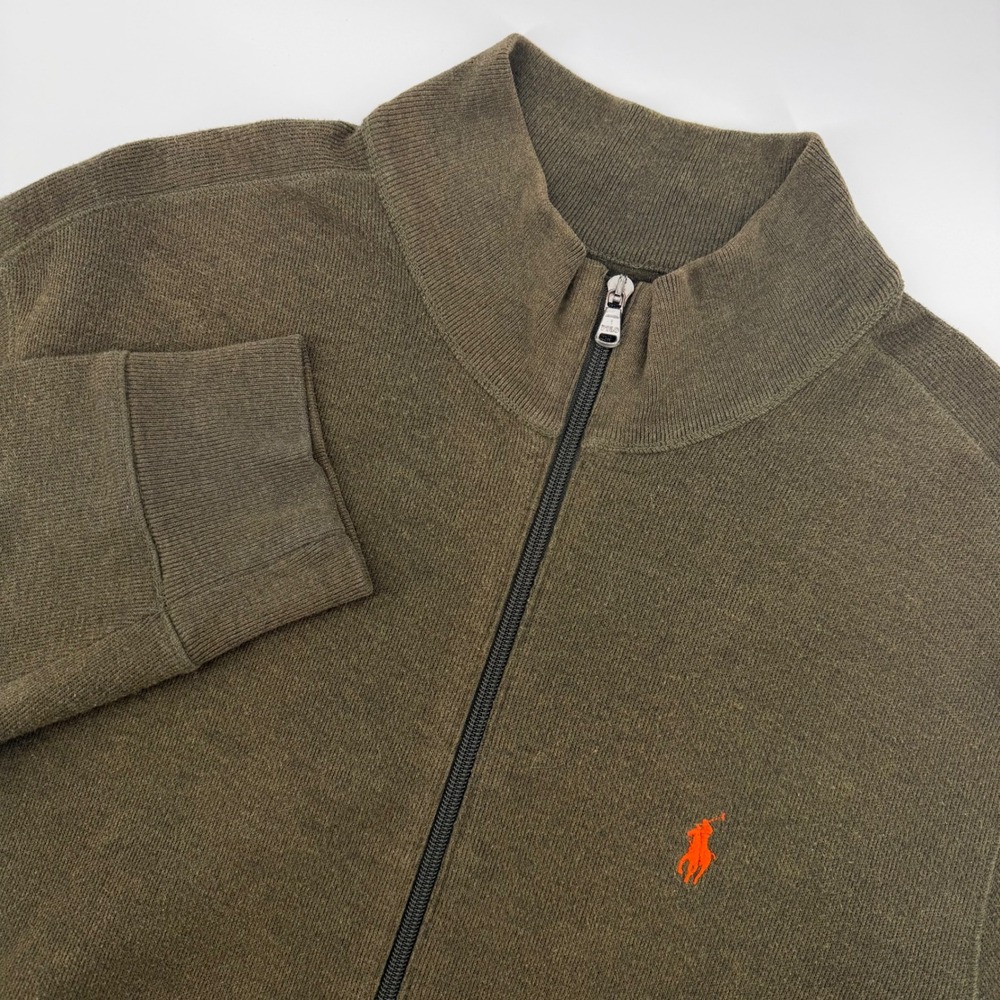 Polo Ralph Lauren Men's‎ Olive Green Full Zip Mock Neck Sweater Jacket X Large
